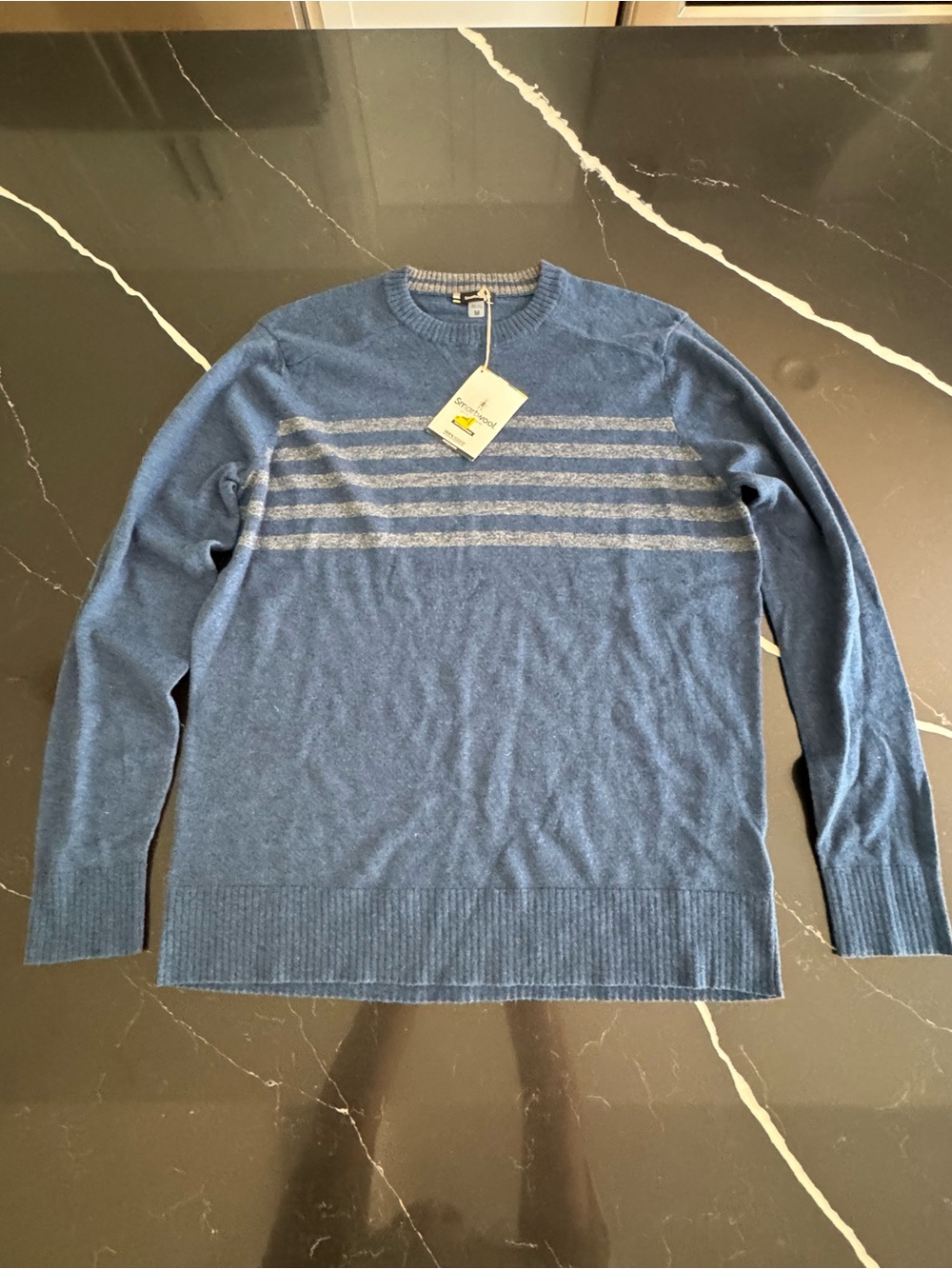 Smartwool Men's Blue Crewneck Sweater with Light Stripe Detail